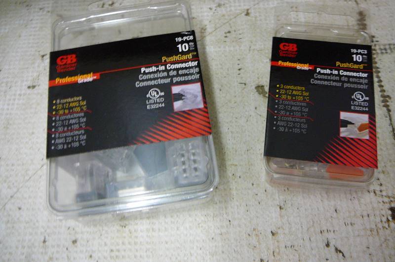 G-B Push in Connectors 19PC8 8 Connectors 5 boxes 10 per Box   #19pc3 2 Connectors 12 Boxes 10 per Box