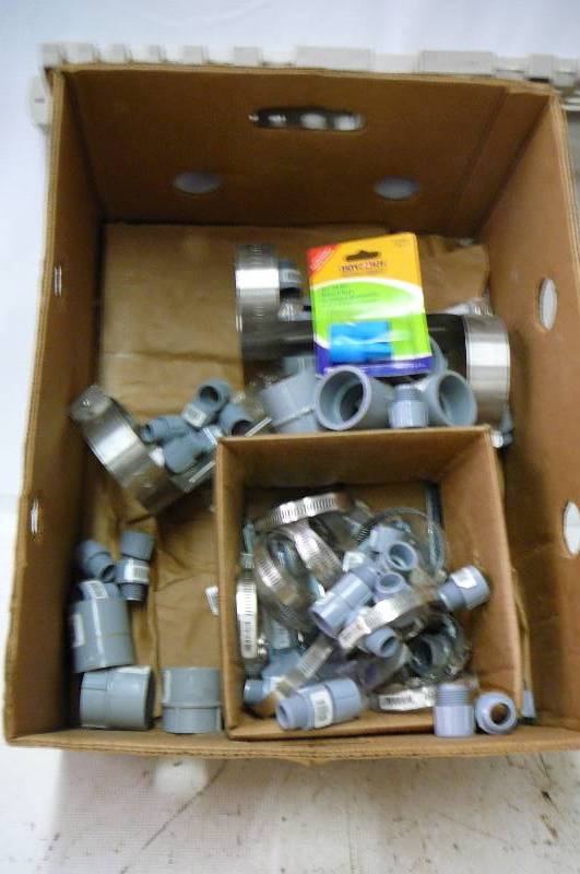 Lot of Hose Clamps PVC Fittings Tool Rack