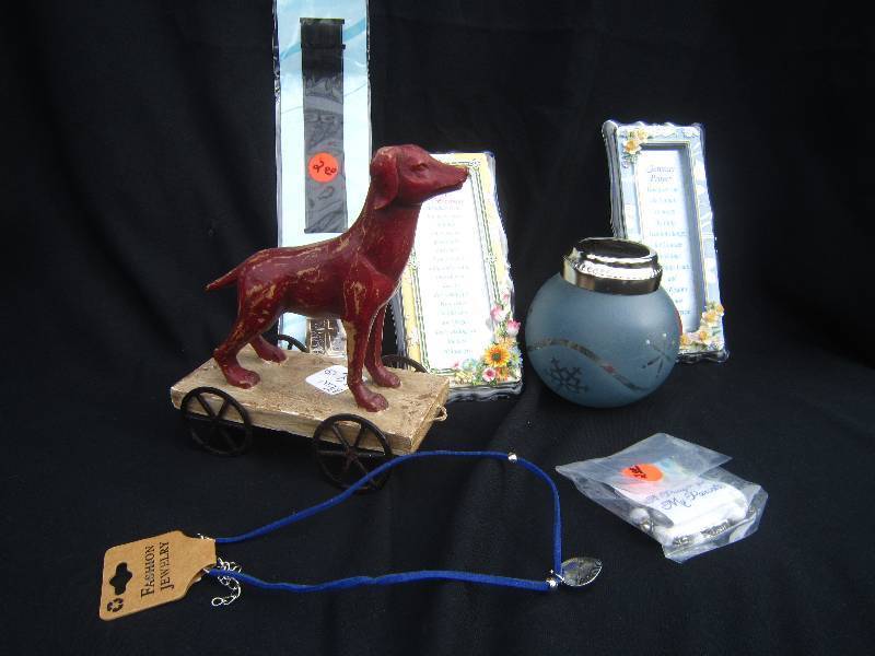 Lot - 2 NEW Plaque Sayings, Dog on Wheeels, Tealight & Jewelry