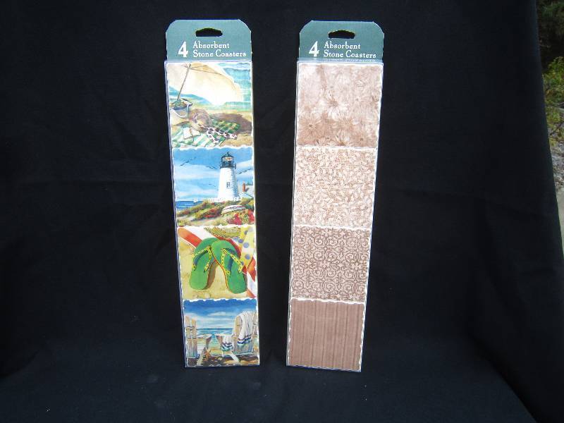lot 359-COPY image: NEW - 8 Absorbent Stone Coasters - Brown and Tan & Beach