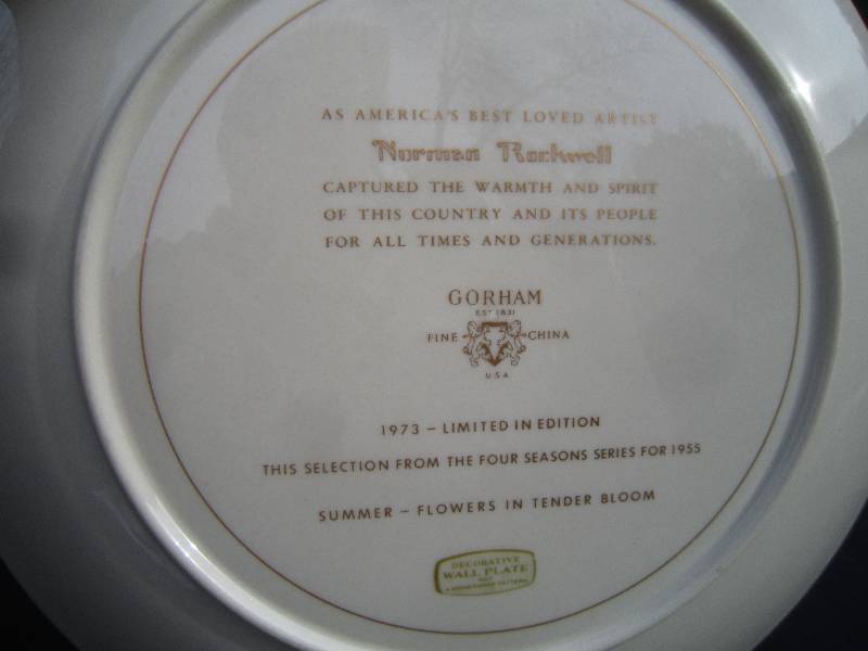lot 377-COPY image: Norman Rockwell Collector Plate 1973 Limited Edition - Summer Flowers In Tender Bloom