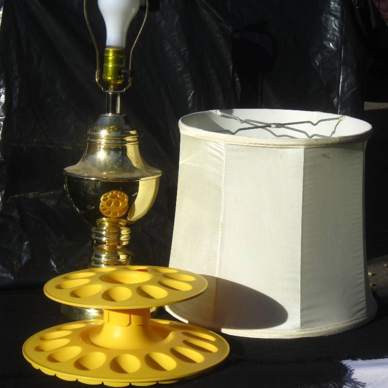 lot 241-COPY image: Brass Lamp and Deviled Egg Plate
