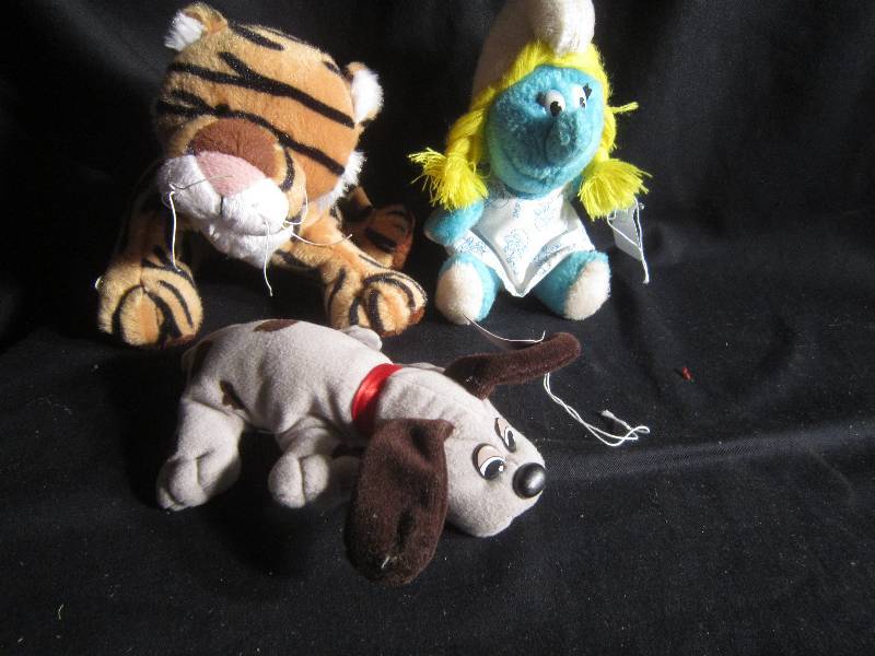 Stuffed Animals - Pound Puppy, Webkins Tiger, Collectible Smurf