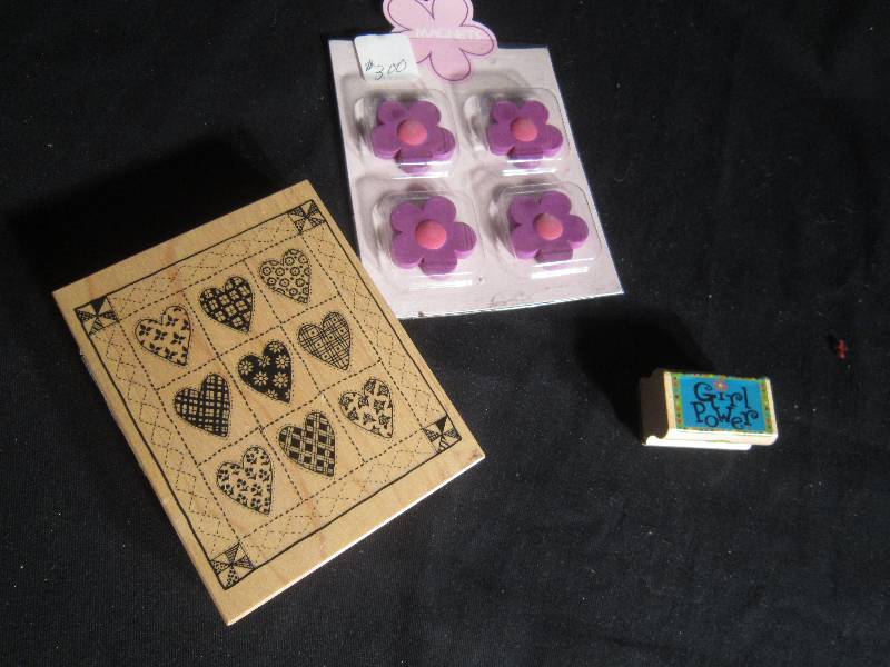 Stampin Up  Heart Stamp, Its So Me Girl Power Stamp, & Flower Magnets