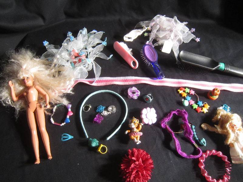 LOT - Barbie, Brush, Little Doll, Headbands, ETC