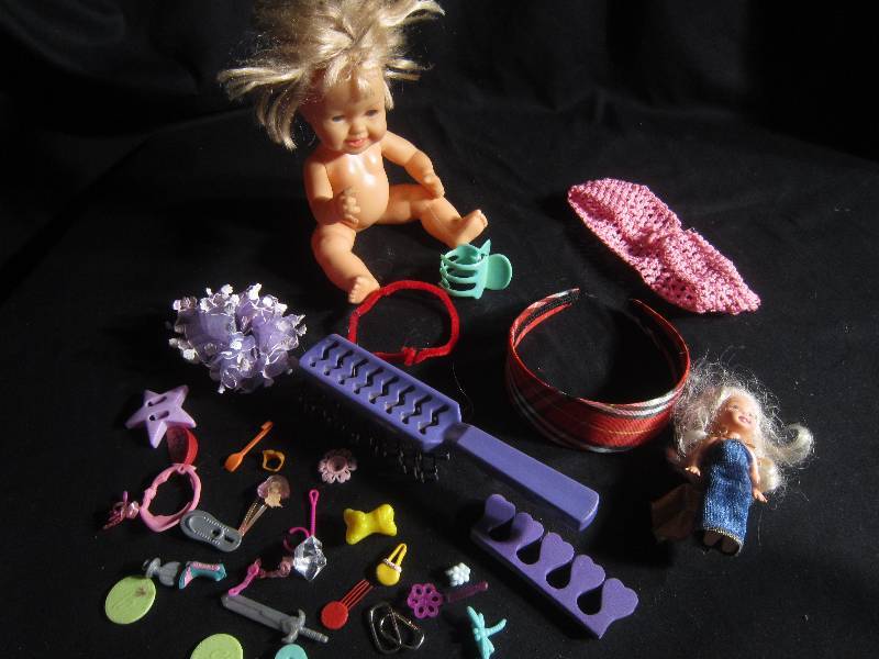 LOT - Barbie Pieces, Doll, Headbands, ETC