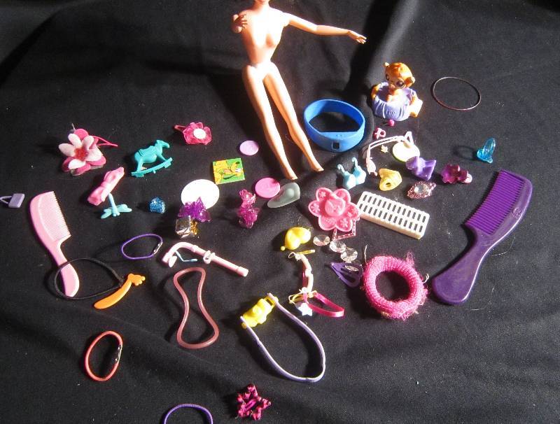 LOT - Barbie Pieces, Doll, Headbands, ETC