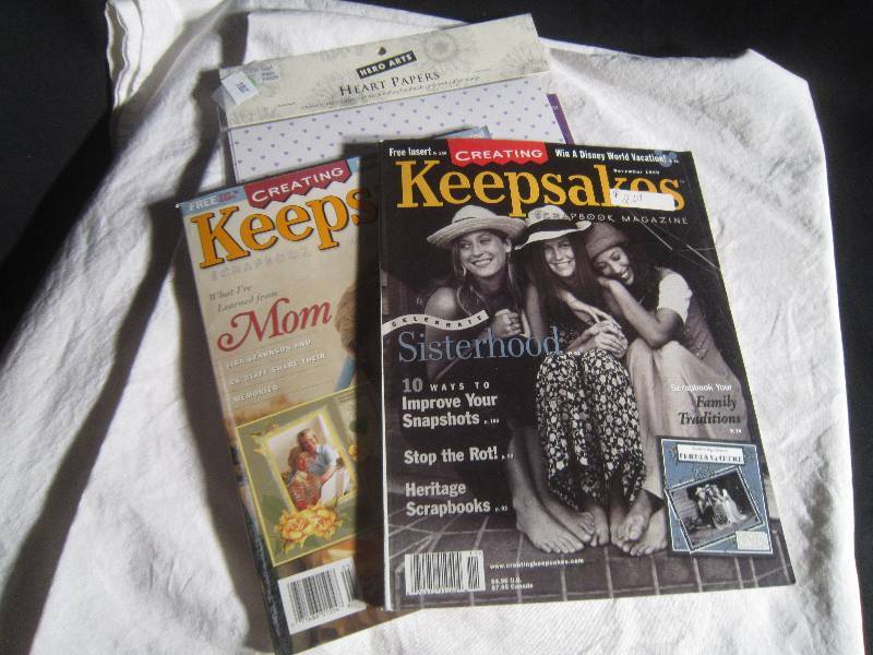 NEW Heart Papers, 2 Keepsakes Scarpbook Magazines & Plain Brights Paper