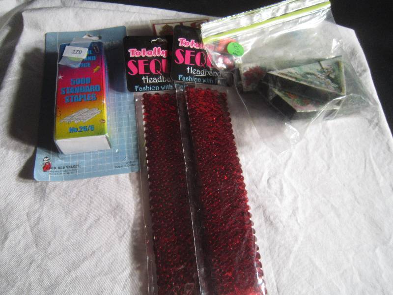 LOT - Stamps, xmas Stamps, 2 Sequin Headband, Staples