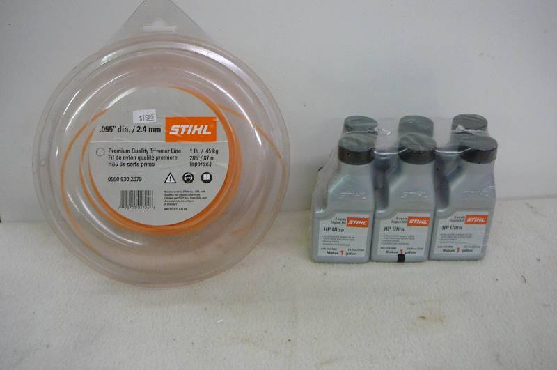 lot 87 image: 6 pack Stihl oil Stihl trimmer line