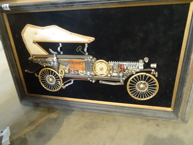 Framed Art Piece. Old Car 33 X 21